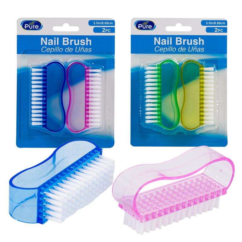 All Pure 2pk Nail Brush- 3.5"- 4 Assorted Colors image