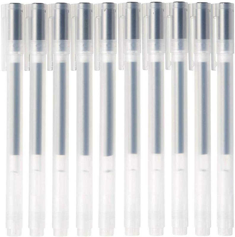 MUJI Gel Ink Ballpoint Pen Cap Type 10-Pieces Set, 0.38 mm Nib Size, Black