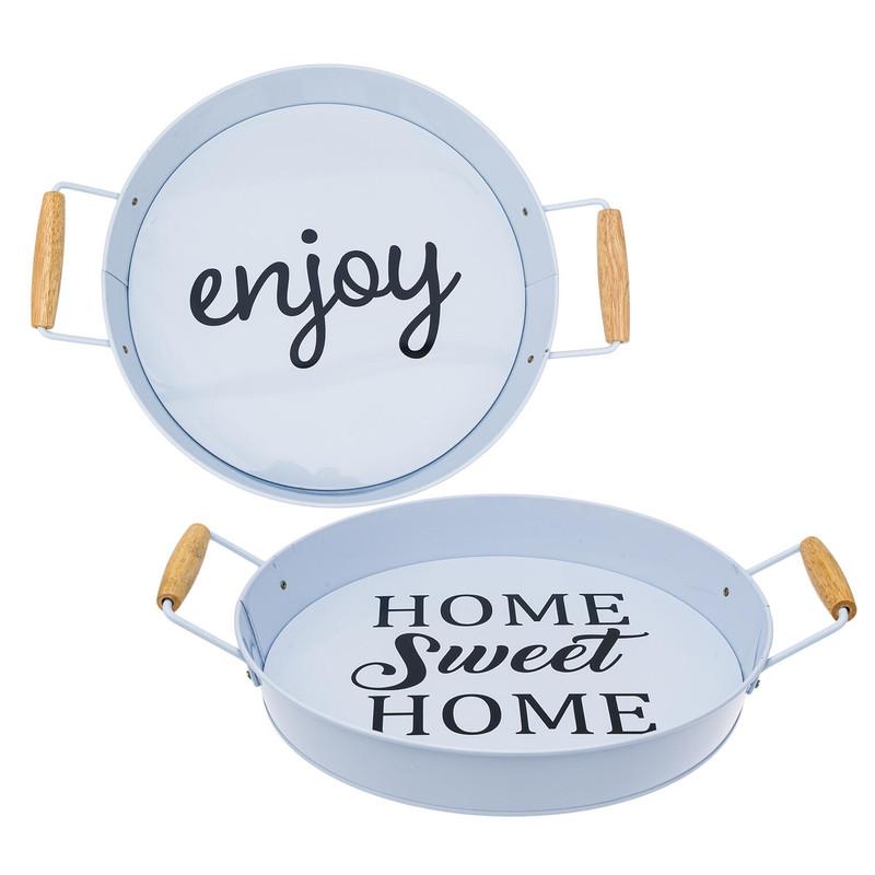Round Metal Serving Tray, 12.6", Assorted Designs image