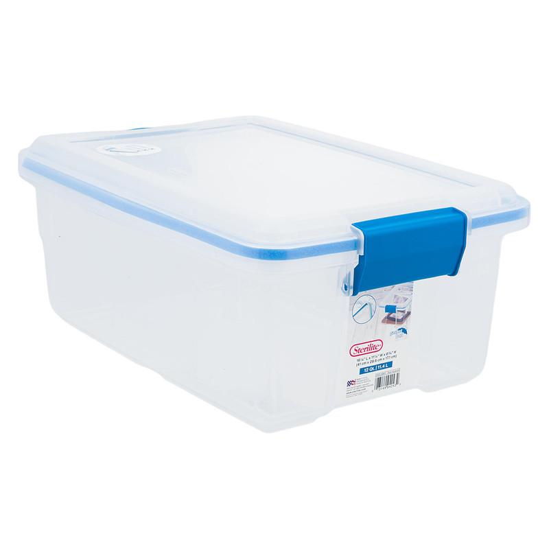 Sterilite Storage Box, 12 Quarts, Clear/Blue image