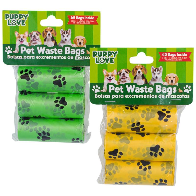 Puppy Love Pet Waste Bags, 45 Count Set, Assorted image