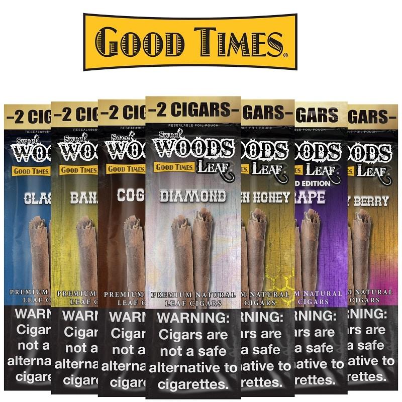 Good Times® Sweet Woods Leaf Cigars 2pk – 15 Pouches / Display image