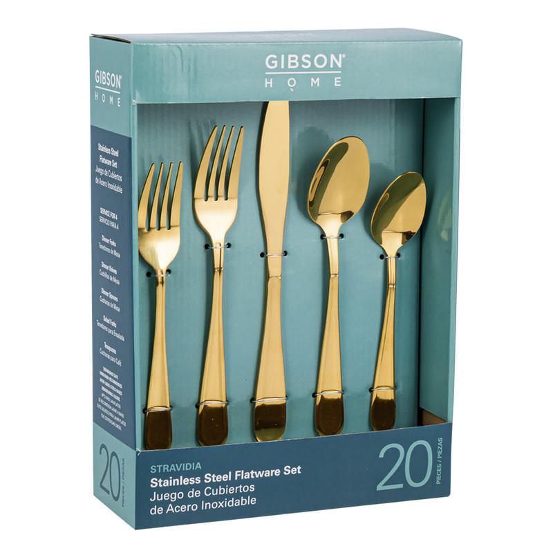 Gibson Stainless Steel Flatware Set, 20 Pieces, Stravidia