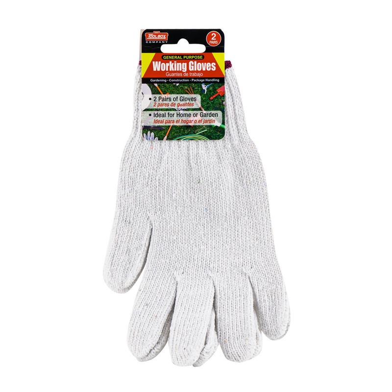 Toolbox Company General Purpose Working Gloves - 2 Pairs Home Or Garden In White image