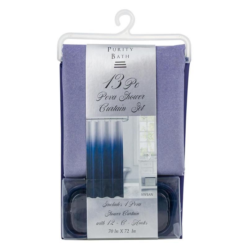 Purity Bath 13pc PEVA Shower Curtain Set, 70in x 72in, Vivian image