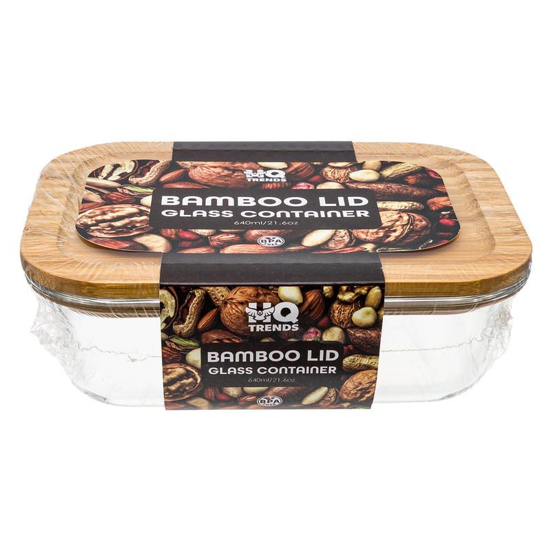 Bamboo Lid Glass Container, 640ml/21.6oz, BPA Free image