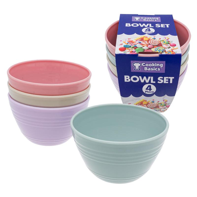 Cooking Basics Bowl Set, 4 Pieces, 3.6", Pastel Colors image