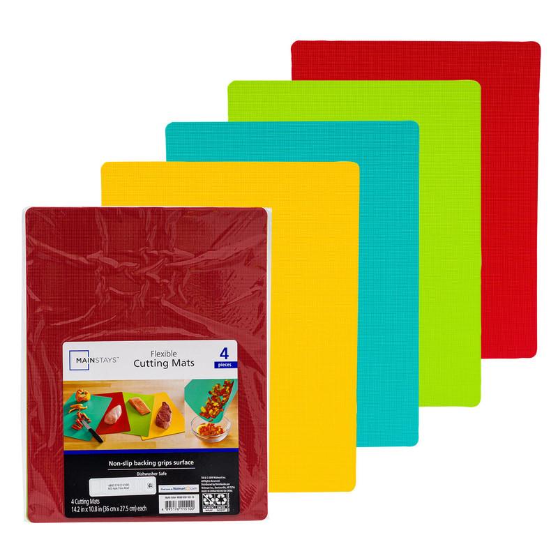 Mainstays Flexible Non-Slip Cutting Mats, 4 Pieces, Assorted image