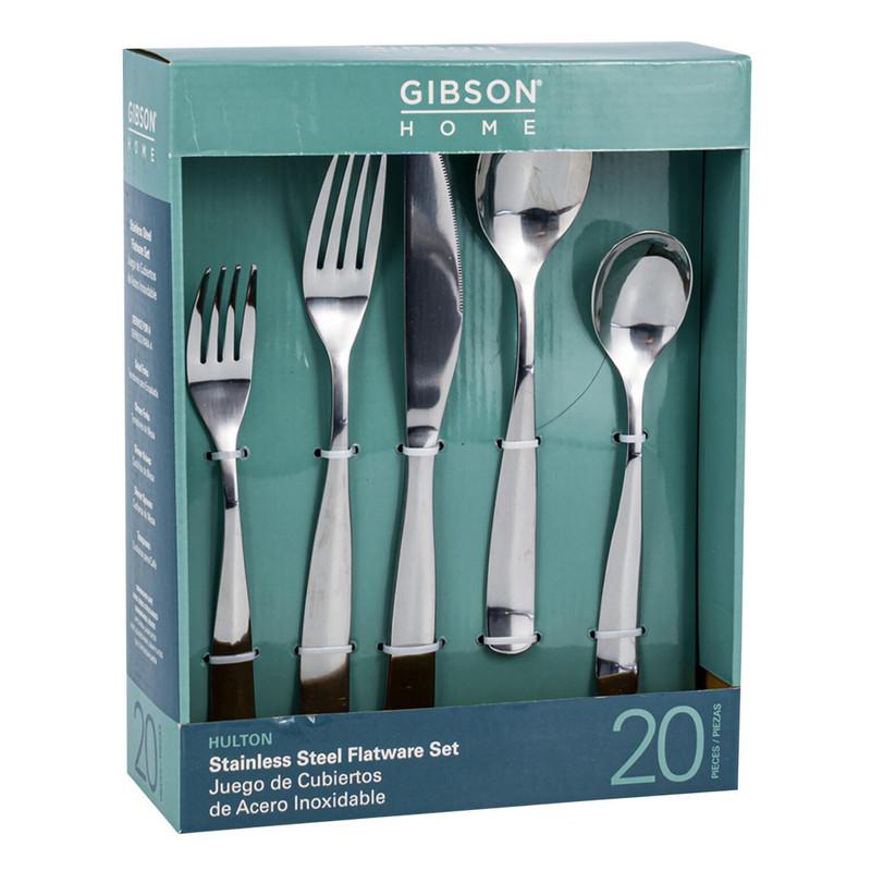Gibson Stainless Steel Flatware Set, 20 Pieces, Hulton image