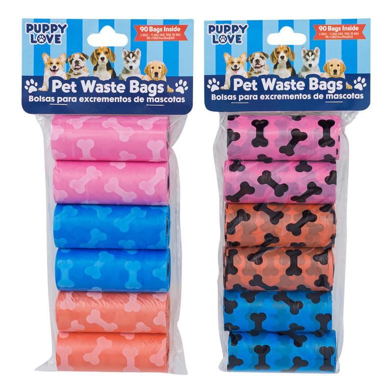 Puppy Love Pet Waste Bags, 90 Count Set, Assorted image