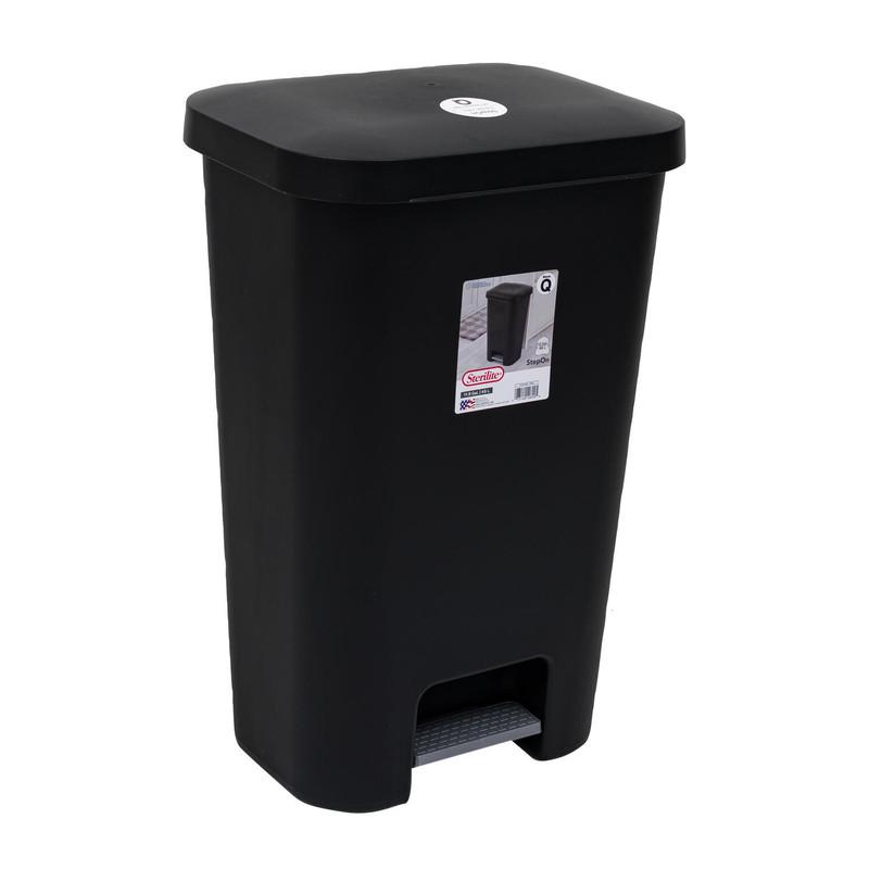 Sterilite Step on Wastebasket- 11.9 Gallon- Black image