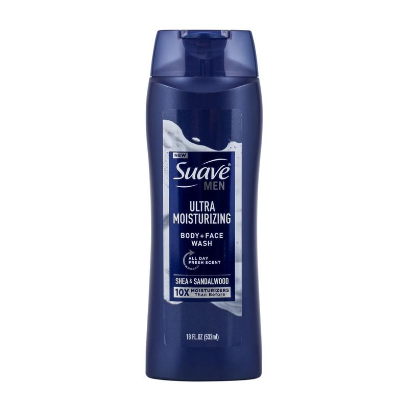 Suave Men Ultra Moisturizing Body and Face Wash, 18 fl oz Bottle, Shea & Sandalwood image