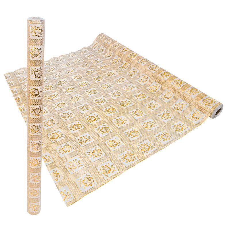 Gold Floral PVC Table Liner Roll, 15yds x 54" image