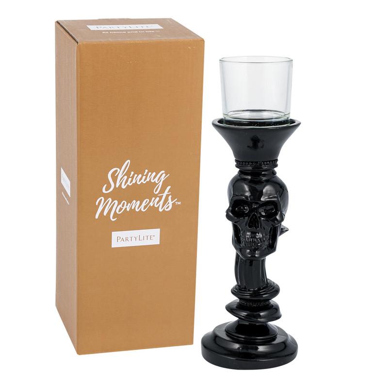 PartyLite Skull Candle Holder, Black image