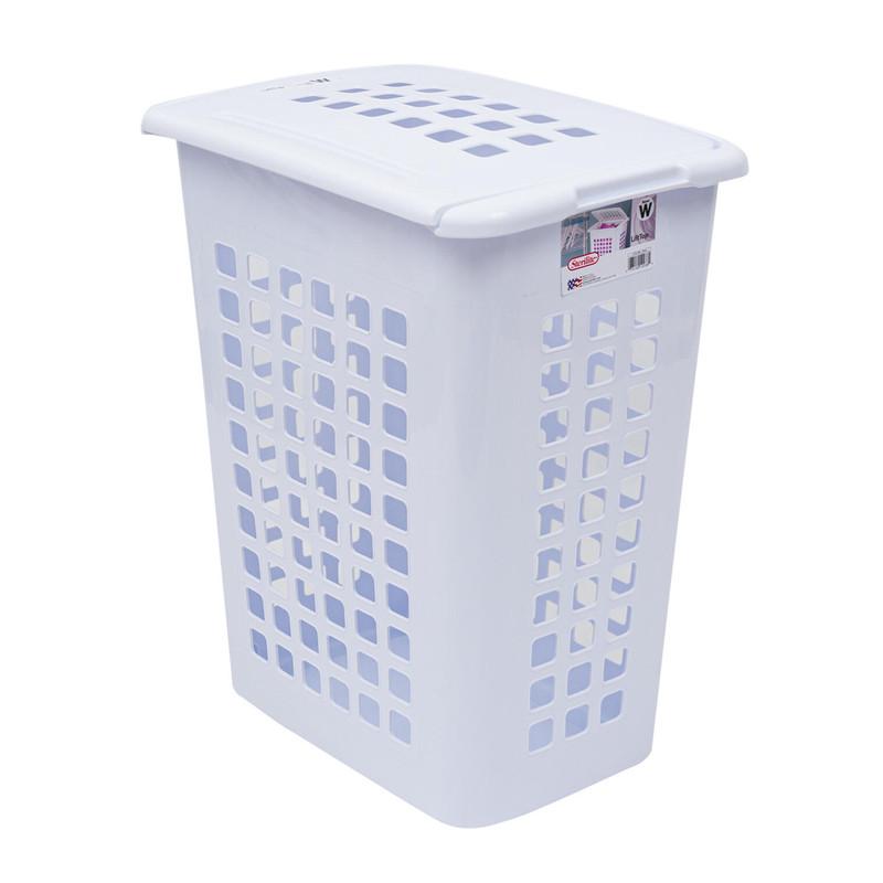 Sterilite White Laundry Basket with Lid - 22 7/8" image