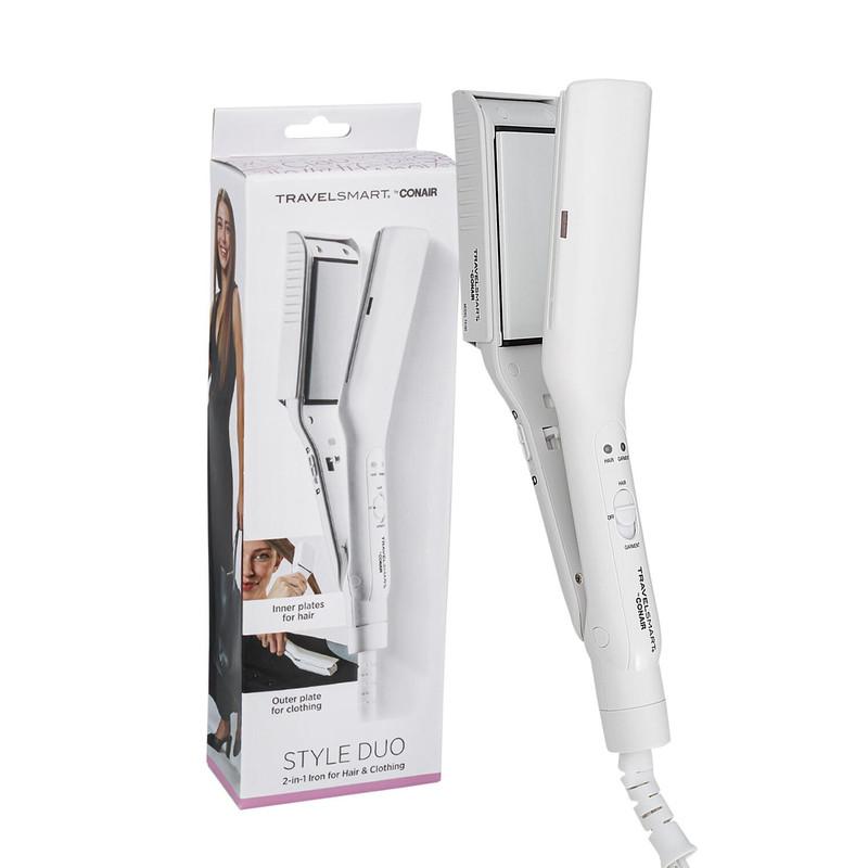 Conair TravelSmart Style Duo 2-in-1 Travel Flat Iron for Clothes & Hair Straightener image