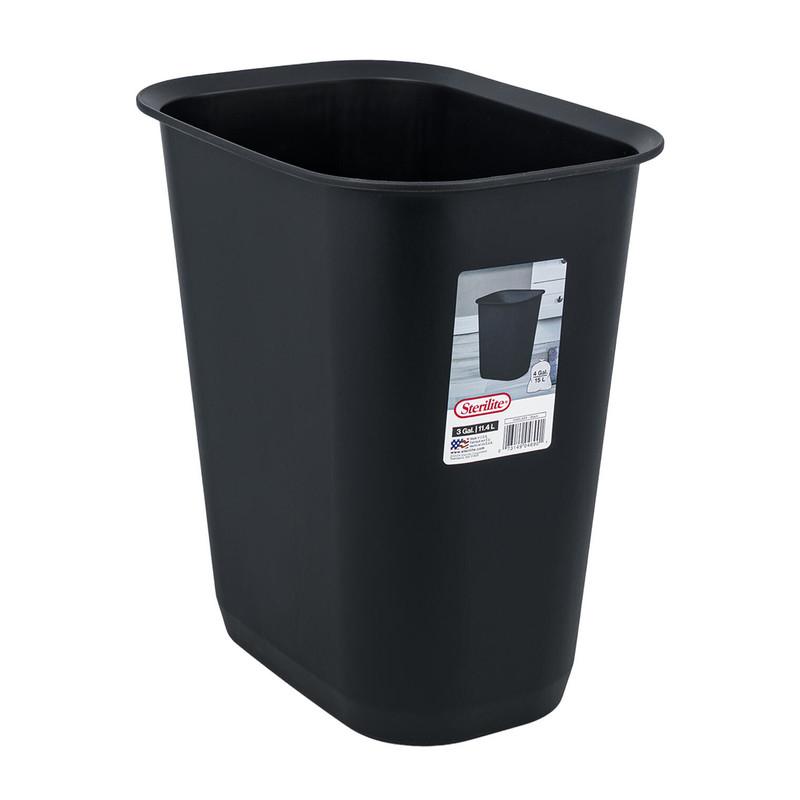 Sterilite 3-Gallon Rectangular Wastebasket, Black image