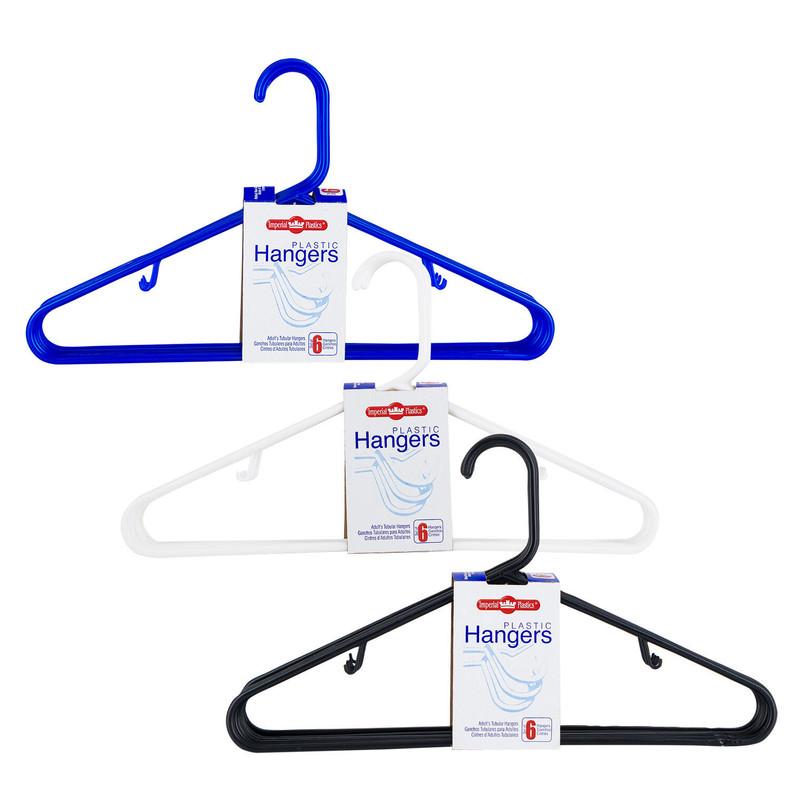 Imperial Plastics Adult's Tubular Hangers - 6 Pack - Assorted Colors image