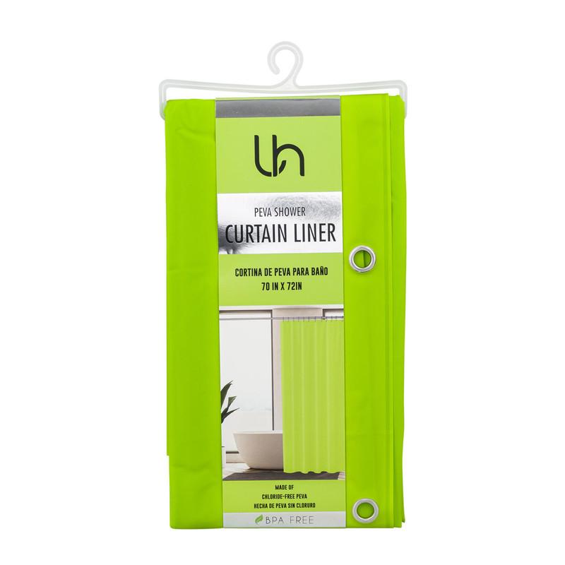Peva Shower Curtain Liner, Lime Green, 70" x 72", BPA Free, Lime Green