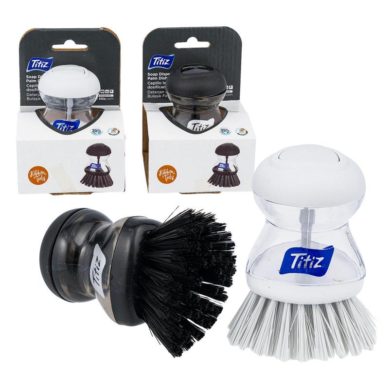 Titiz Soap Dispensing Palm Dish Brush, Assorted image