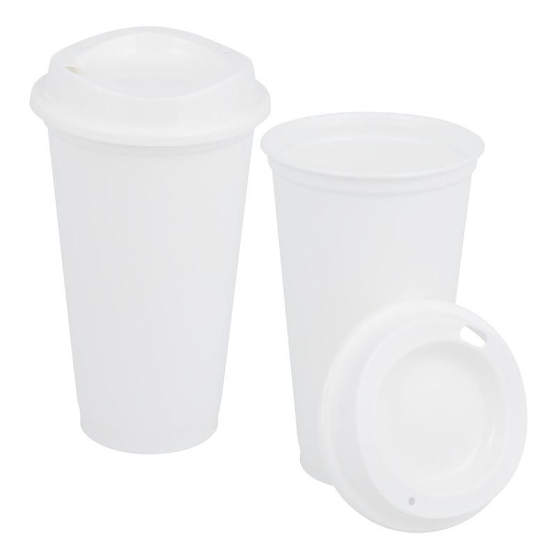 Reusable Plastic Tumbler with Lid, 16 oz, BPA Free image