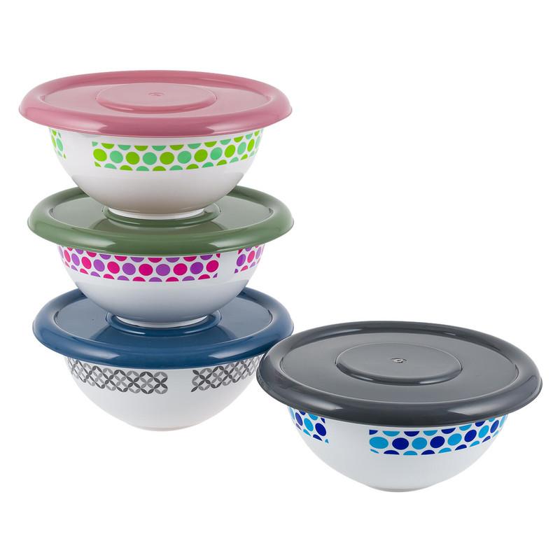 White Fruit Bowl with Color Lid - Asst, 9.75"