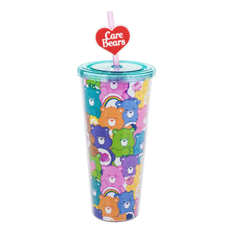 Care Bears Plastic Travel Tumbler & Reusable Straw Topper, 24 oz image