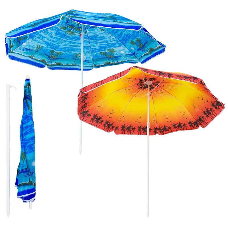Portable Tropical Print Beach Umbrella, 6ft, Assorted image