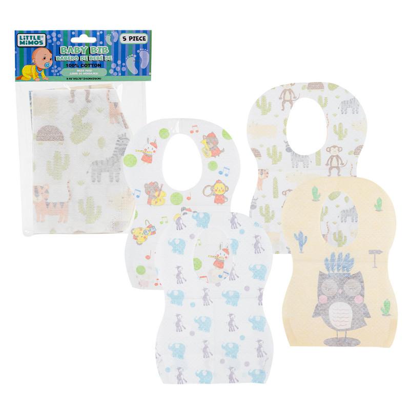 Little Mimos Cotton Baby Bibs, 5 Pieces image
