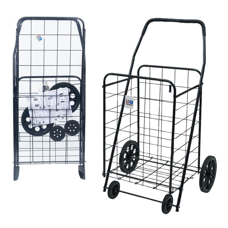 Black Folding Shopping Cart, Large Size, Easy Storage image