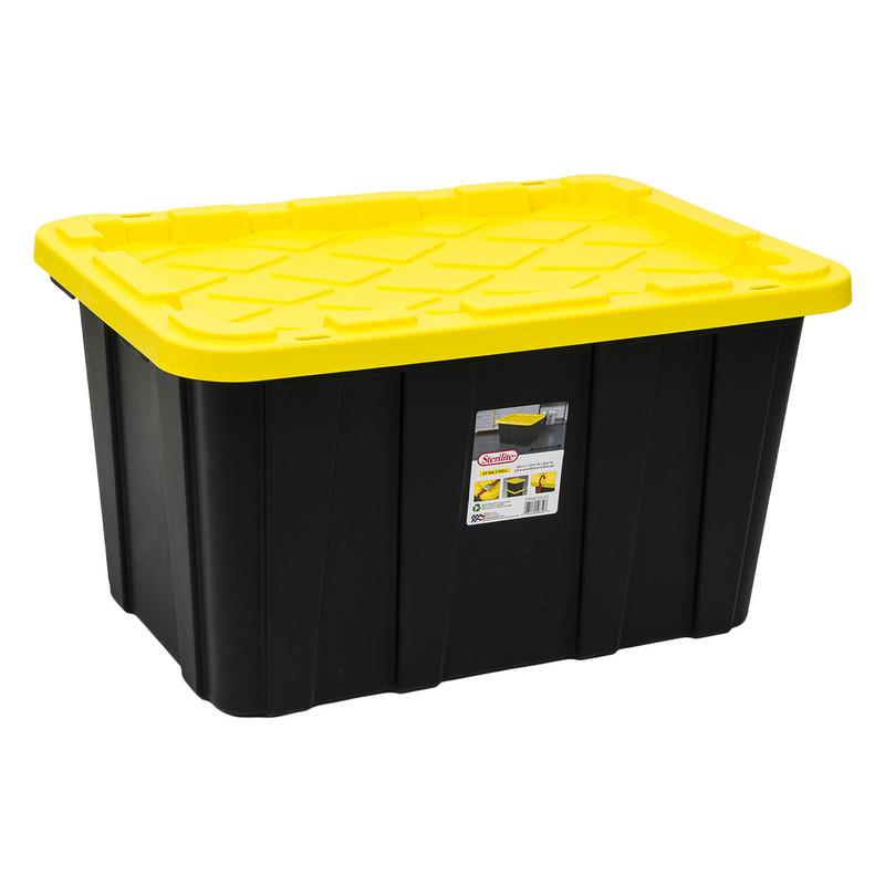 Sterilite Secure Stack Storage Bin 27gal - Black/Yellow image
