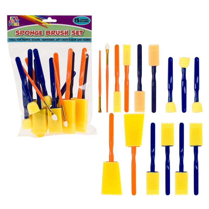 It's Just Fun!! Sponge Brush Set, 15 Pieces image