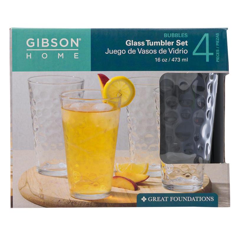 Gibson Home Bubbles Glass Tumbler 4-Piece Set, 16oz image