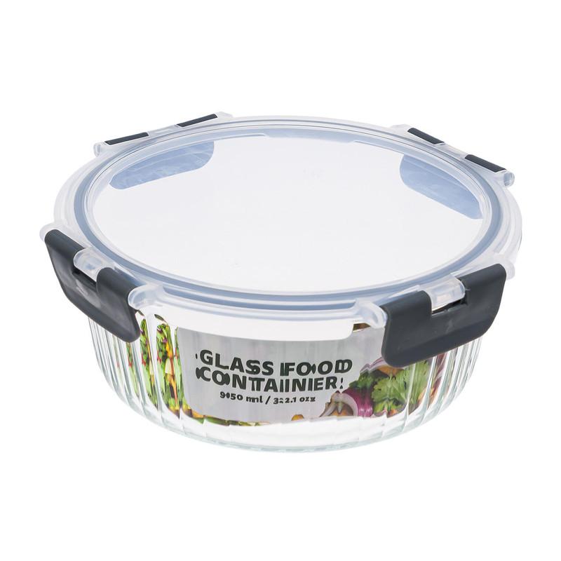 Glass Food Container, 950ml/32.1oz, Black Trim, Secure Lid image