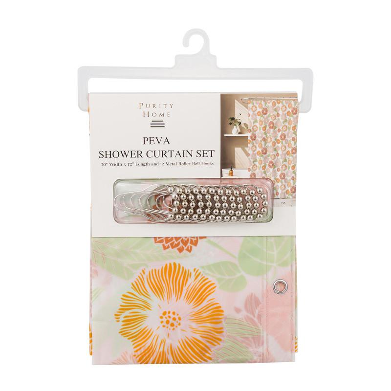 Purity Home PEVA Shower Curtain Set, 70in x 72in, Pia image