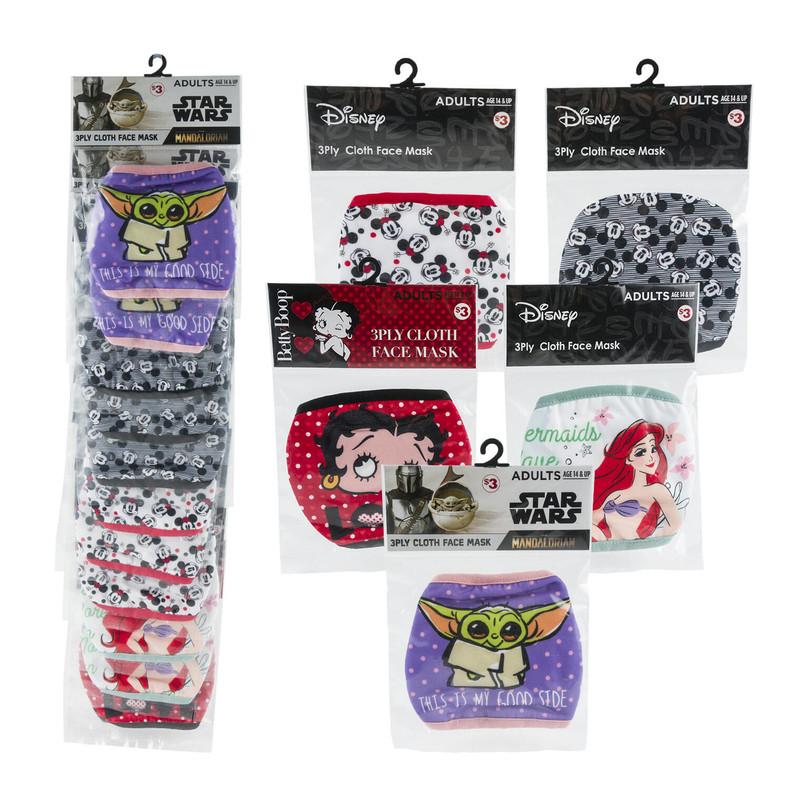 Disney Star Wars Betty Boop 3Ply Cloth Face Mask, Adults Size, Assorted Colors