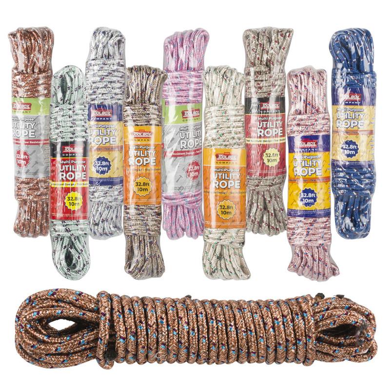 Multi-Purpose Utility Rope - 32.8ft/10m - Tear Resistant Design - Assorted Colors image