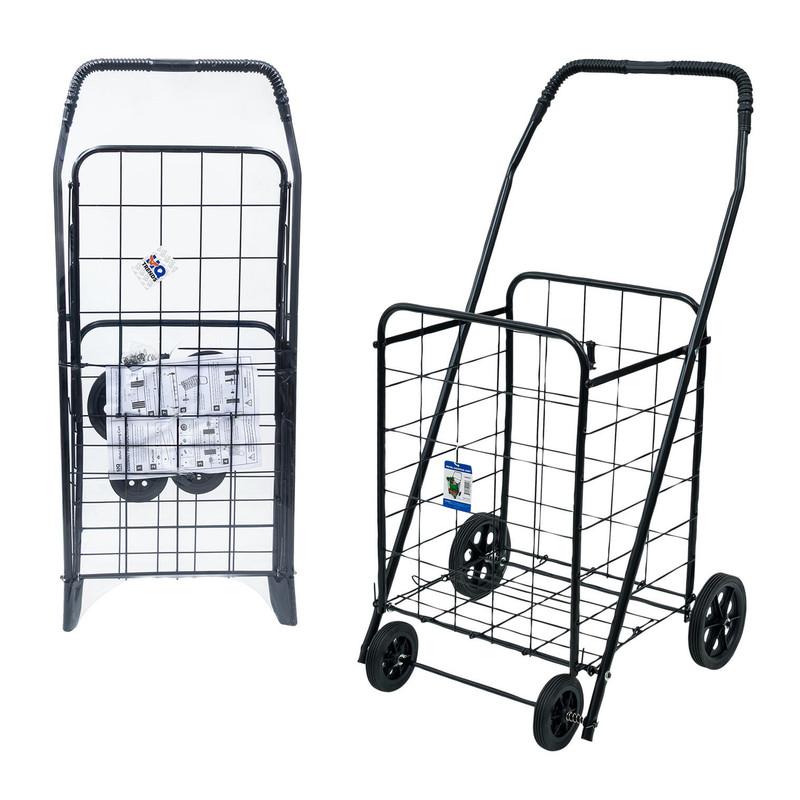 Black Folding Shopping Cart, Medium Size, Easy Storage image