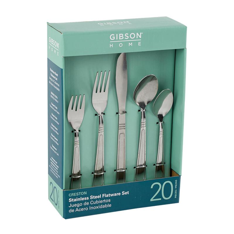 Gibson Stainless Steel Flatware Set, 20 Pieces, Creston