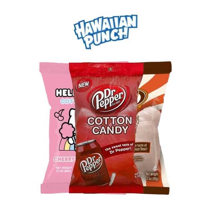 Dr Pepper / Hawaiin Punch / Hello Kitty / AW Root Beer 3.1oz Cotton Candy – 12 / Case