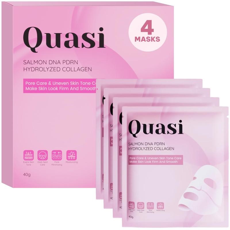 Quasi Salmon PDRN Collagen Mask - Korean Skin care Gel Face Mask for Hydration, Firming & Smoothing Skincare, Collagen Boost & Pore Care - 4 Masks, Non-Irritating, Natural Ingredients image
