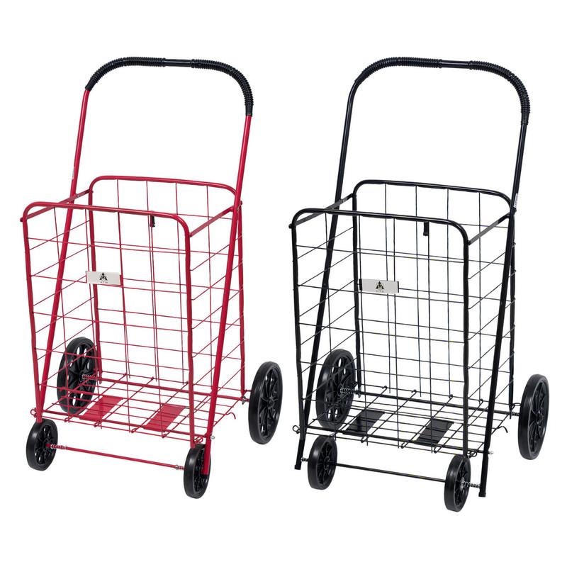 Large Metal Foldable Shopping Cart w/Wheels - Asst image