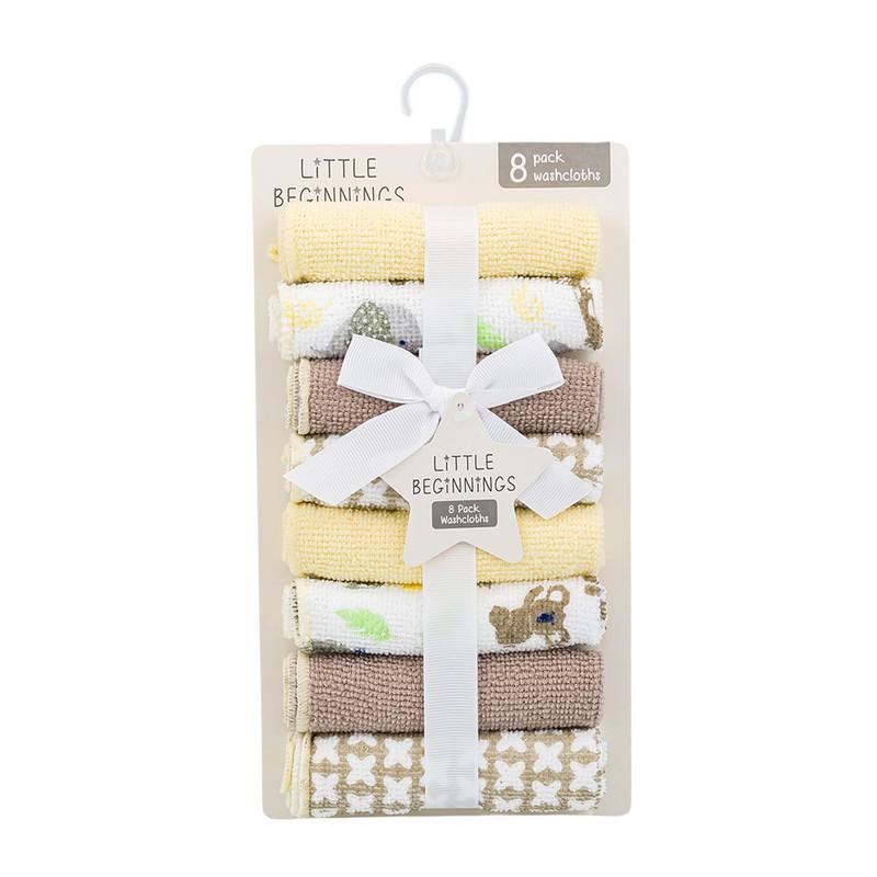 Little Beginnings Washcloths, Koala, 8 Pack