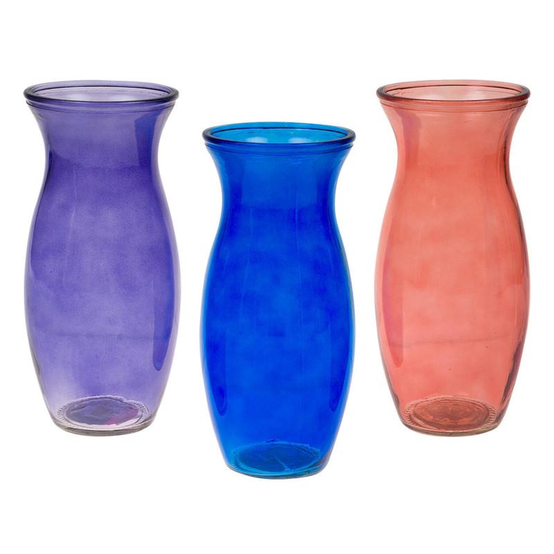 Glass Vase- 9" H- 3 Assorted Colors image