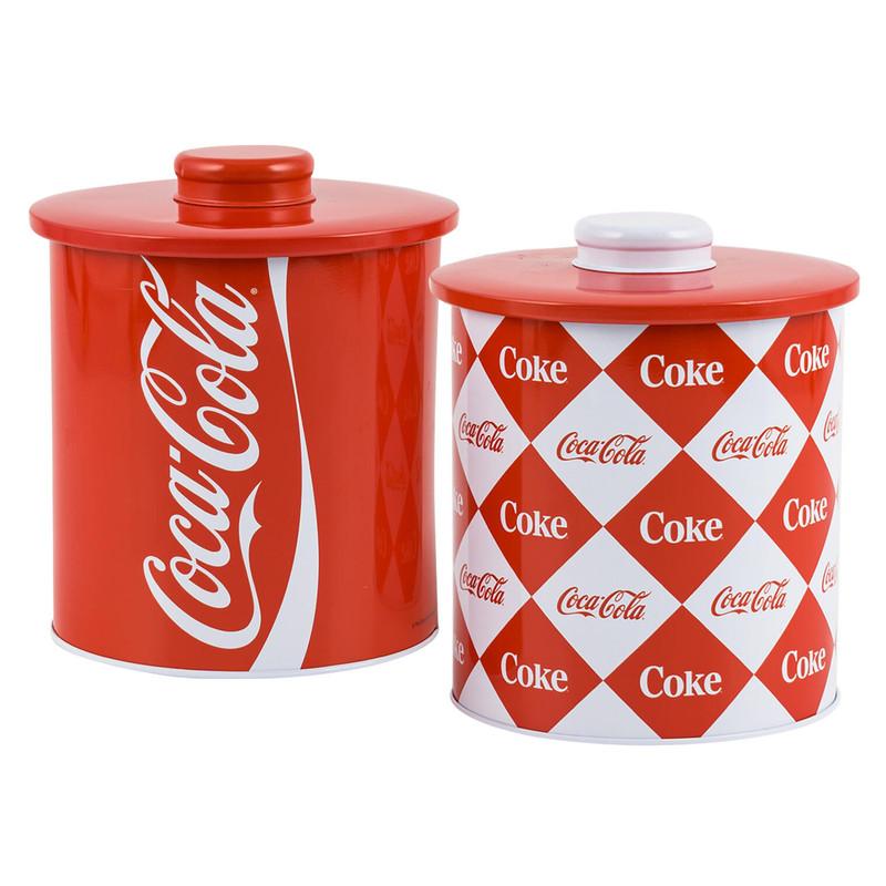 Coca-Cola Cookie Jar Metal Canister - 6" - 67.6oz - Round - 2 Assorted Designs image