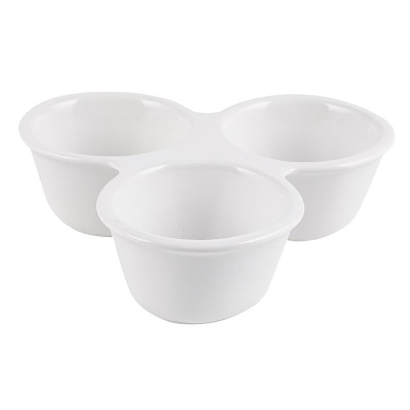 Zrike Brands Figural Snack Bowl - 9" - 3 Sections - White - Ceramic image
