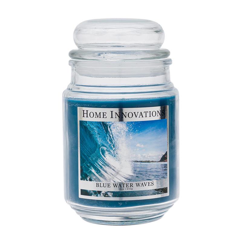 Home Innovations Blue Water Waves Scented Candle, 18oz/510g image