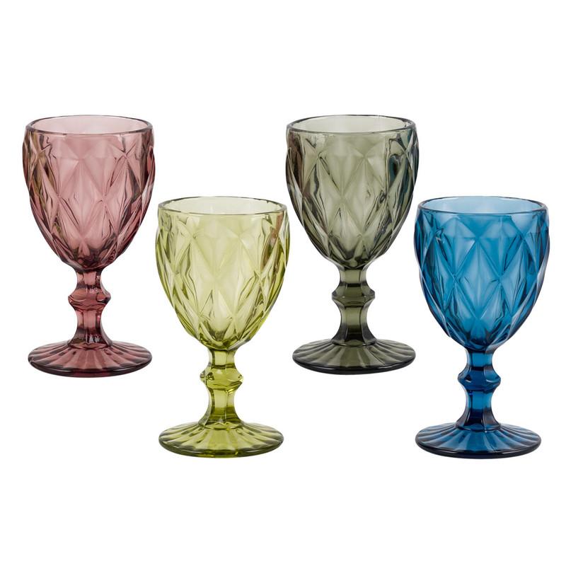 Simply Home Glass Diamond Cut Wine Glass - 10oz - Assorted Colors image