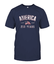 America 250 Waving Flag Distressed Block T-Shirt image