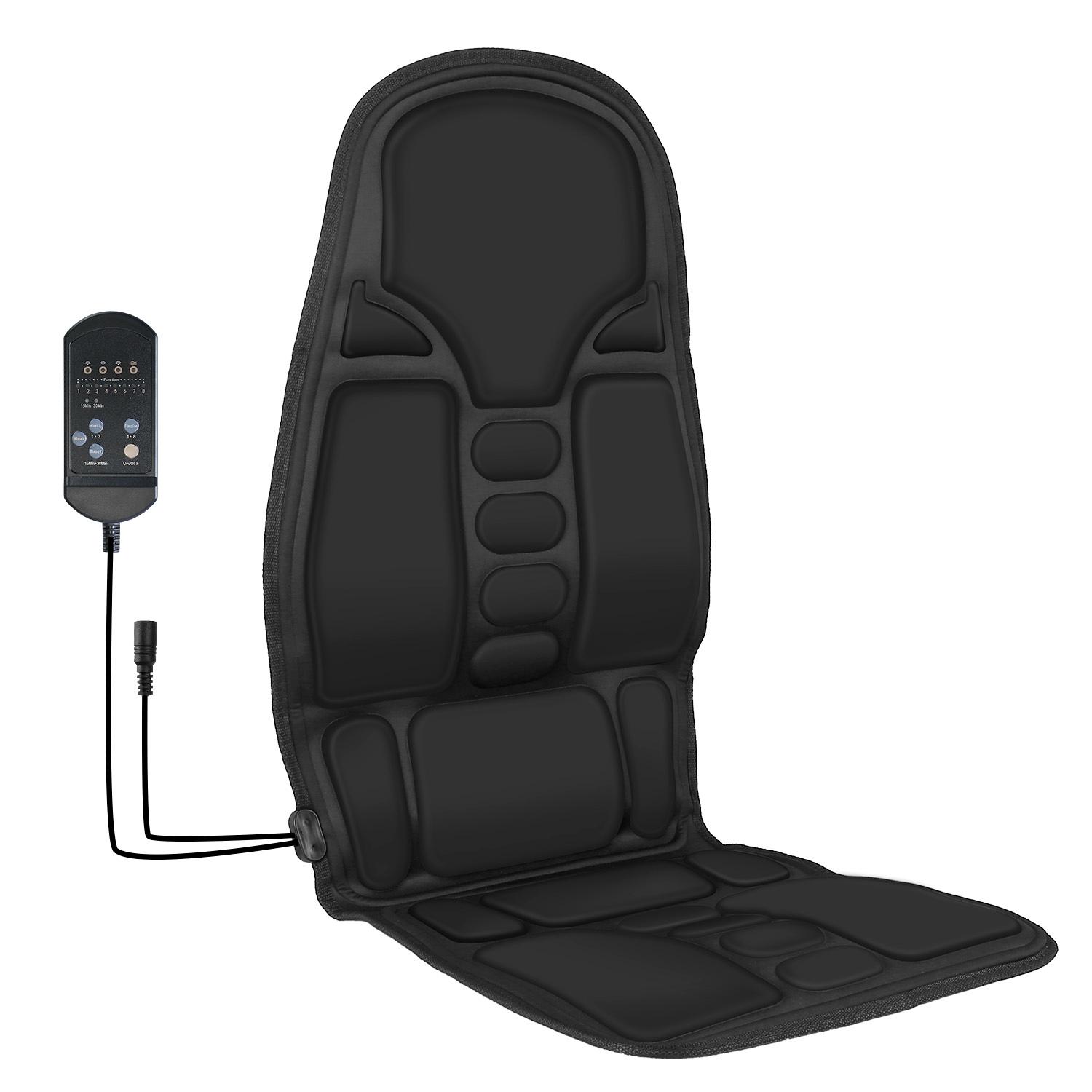 Back Massager Cushion Electric Massage Car Seat Cushion Chair Pad w/ Heating Function 8 Vibration Modes 3 Intensity Levels image